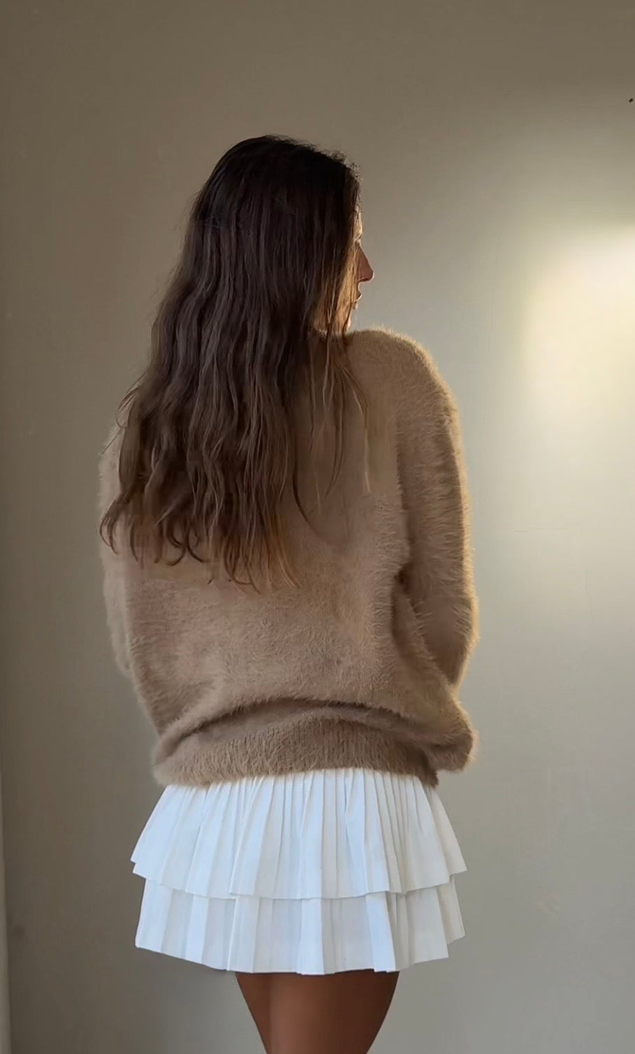 Latte cardigan women relaxed neutral outfit