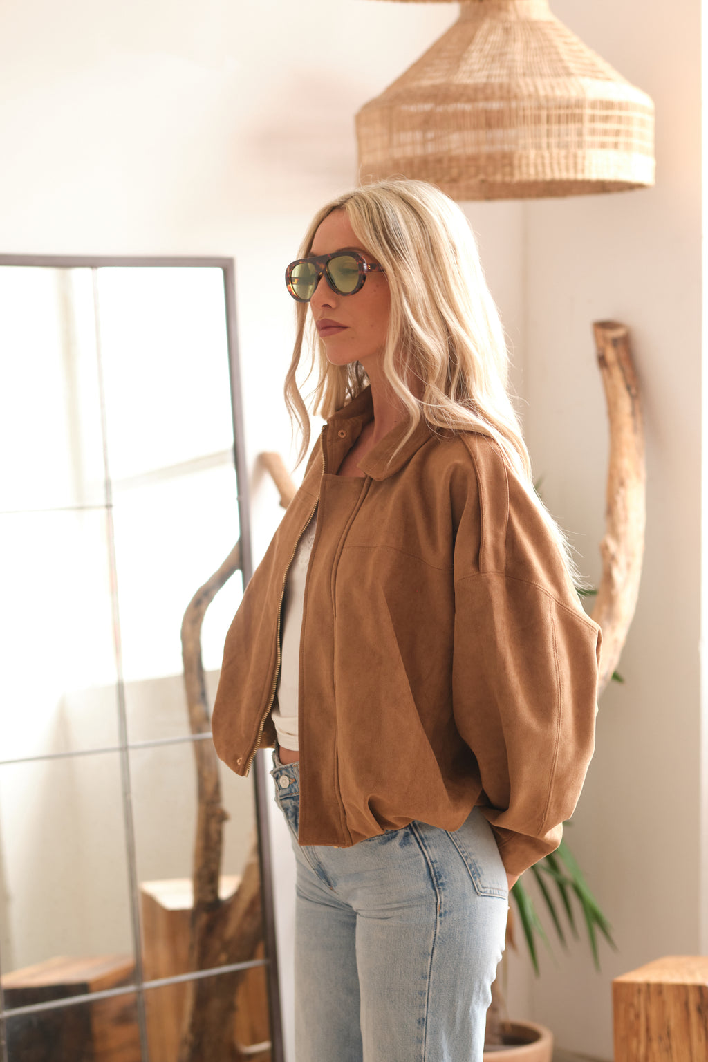 The Parisian Bomber Jacket in Biege