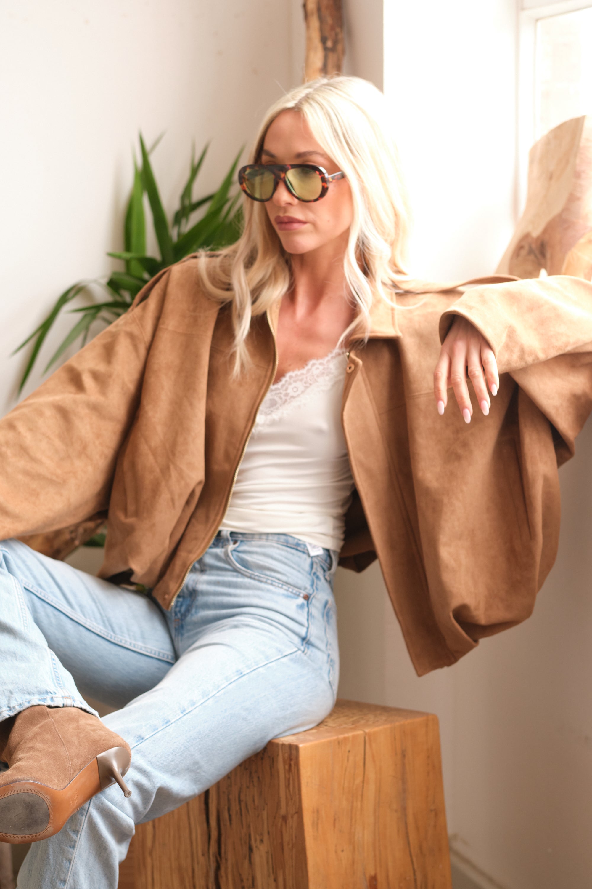 The Parisian Bomber Jacket in Biege